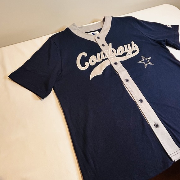 Starter Dallas Cowboys Baseball Jersey Men's XL Est 66 Blue Full Button - Picture 3 of 16